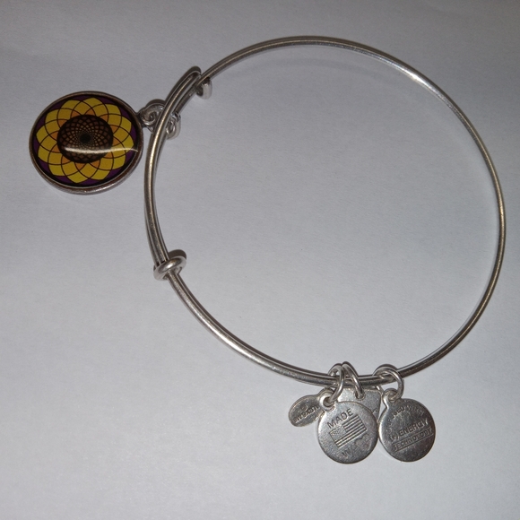 Alex & Ani (+)Energy Sunflower Charm Expandable Bangle Bracelet GUC - Picture 3 of 8